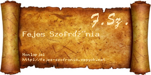 Fejes Szofrónia névjegykártya